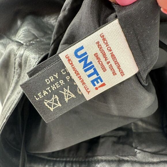 Ralph Lauren Lamb Skin Pants Leather Black Size 4 Black Label Straight Leg Chic - Picture 11 of 12